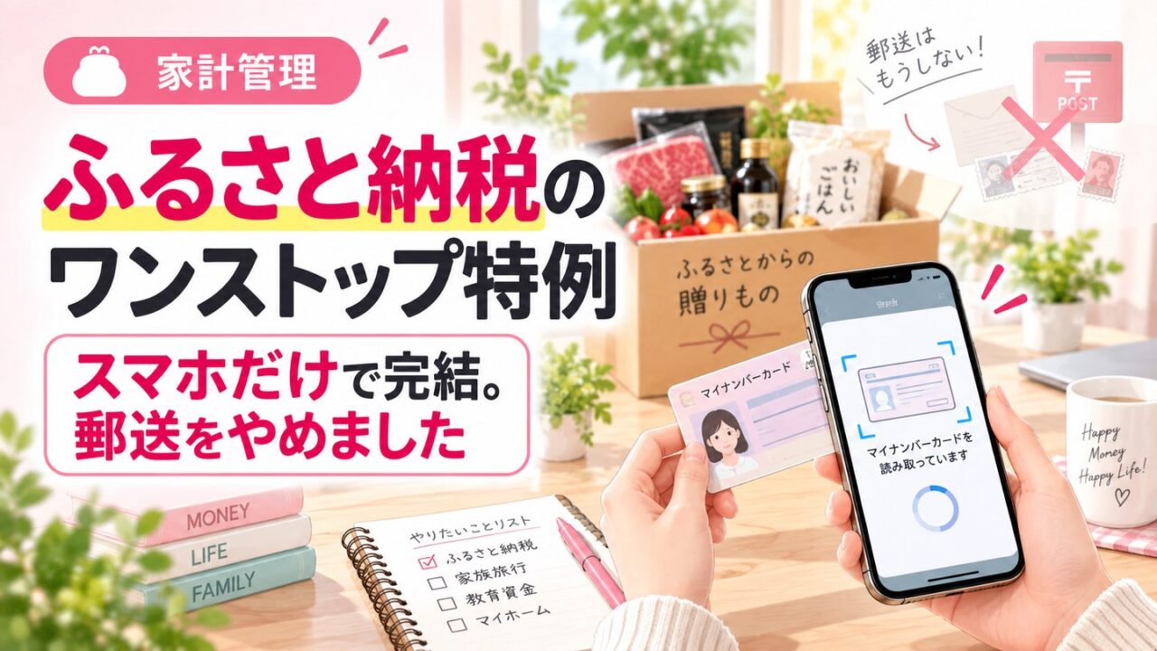 ふるさと納税のワンストップ特例はスマホだけで完結。マイナンバーカードをスマホで読み取っているところ